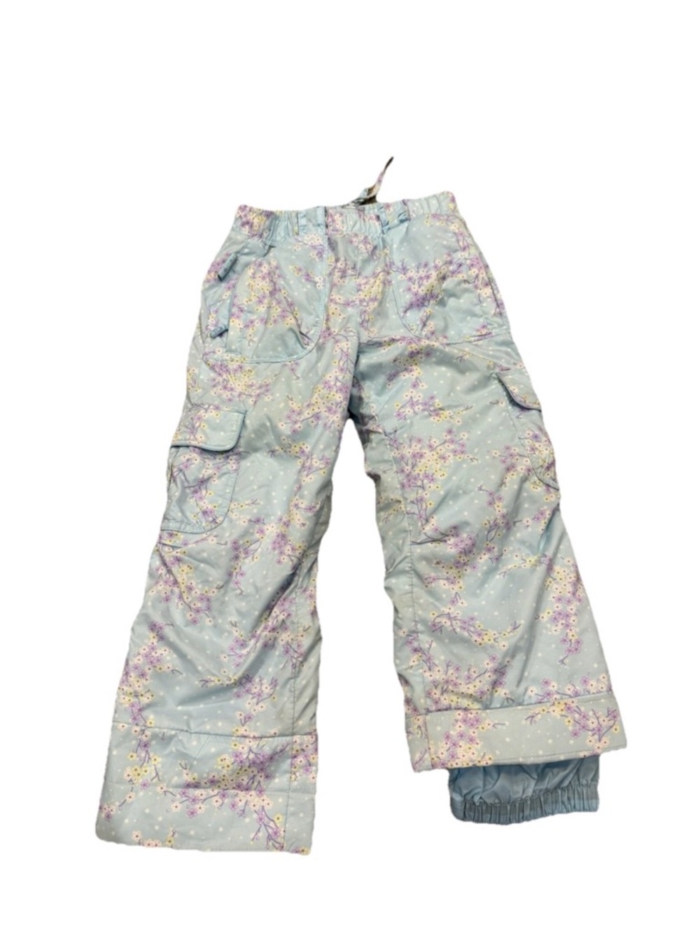 Obermeyer Girls Ski Pants Size 5 Blue Purple Floral I grow Snow Insulated